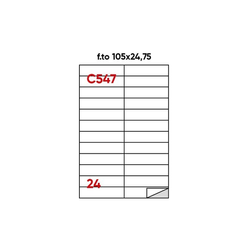 Etichette bianche permanenti Markin Copiatabu 105x24,75 mm - 24 et./ff - conf. 100 ff A4 - X210C547
