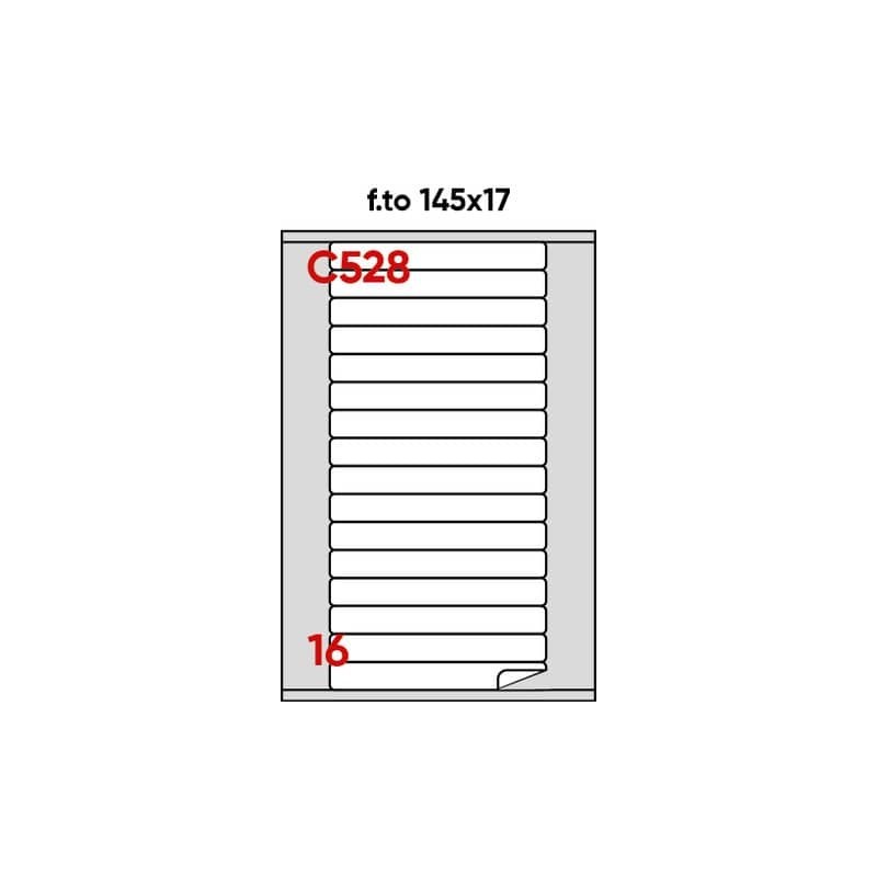 Etichette bianche permanenti Markin Copiatabu 145x17 mm - angoli arrotondati 16 et./ff - conf. 100 ff - X210C528