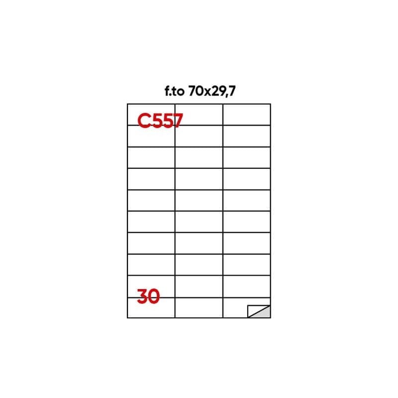 Etichette bianche permanenti Markin Copiatabu 70x29,7 mm - 30 et./ff - conf. 100 ff - X210C557
