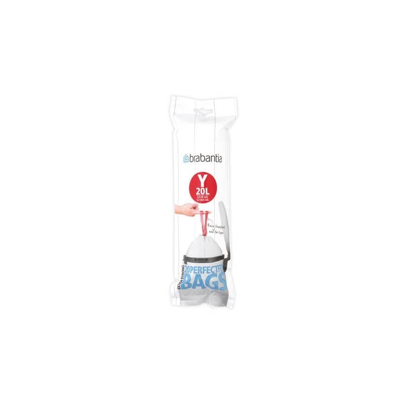 Sacchi immondizia per rifiuti inorganici Brabantia PerfectFit Y 20 L 41,2x54,5 cm 25 µm bianco - rotolo 20 pezzi -116742