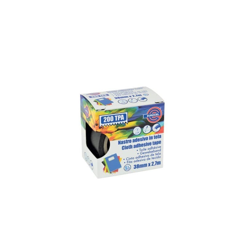 Nastro adesivo telato Eurocel formato 38 mm x 2,7 m - colore nero 016714314 (Conf.4)