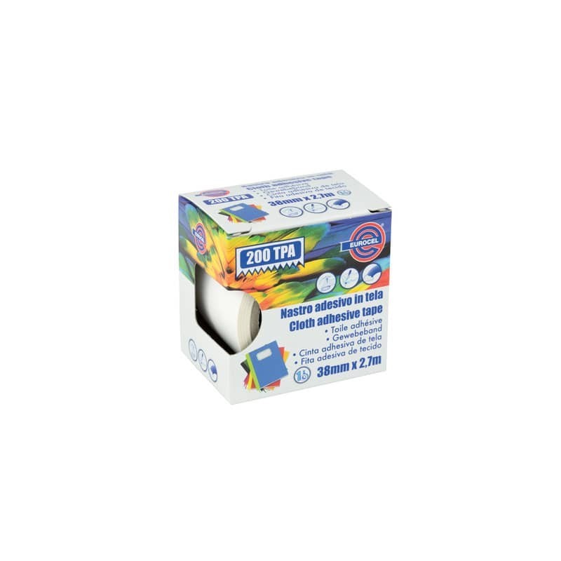 Nastro adesivo telato Eurocel formato 38 mm x 2,7 m - colore bianco 016014314 (Conf.4)