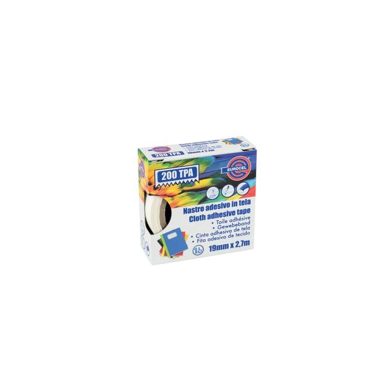 Nastro adesivo telato Eurocel formato 19 mm x 2,7 m - colore bianco 016014194