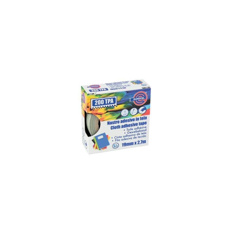 Nastro adesivo telato Eurocel formato 19 mm x 2,7 m - colore grigio 016514194
