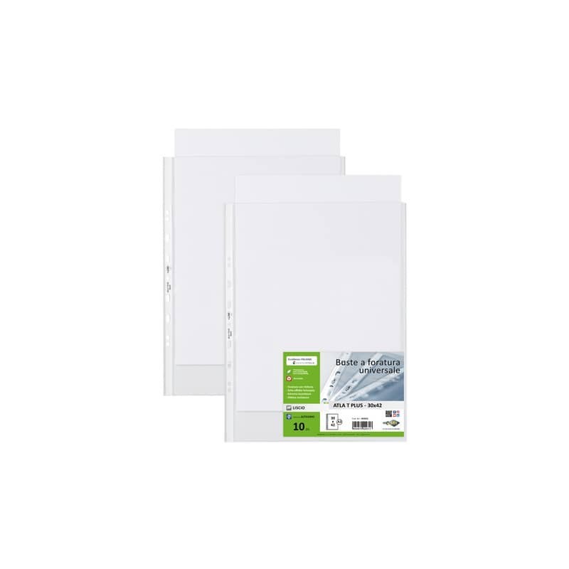 Buste in PP liscio Sei Rota Atla T Plus - altissimo spessore trasparente 30x42 cm - conf. 10 pezzi - 663016