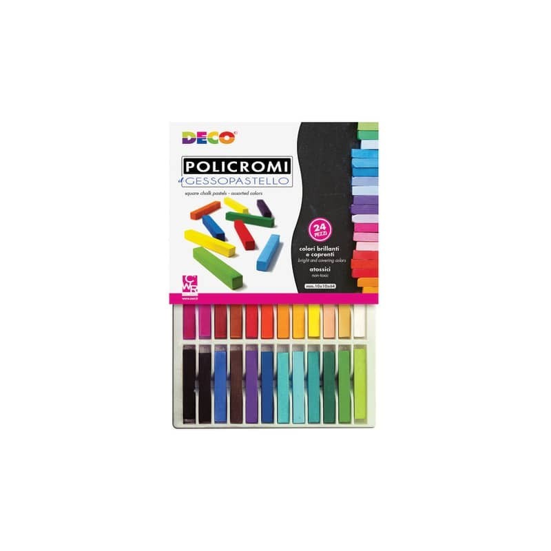 Gessi policromi quadrati Deco Gessopastello - colori assortiti - conf. 24 pezzi - MY/MCP24