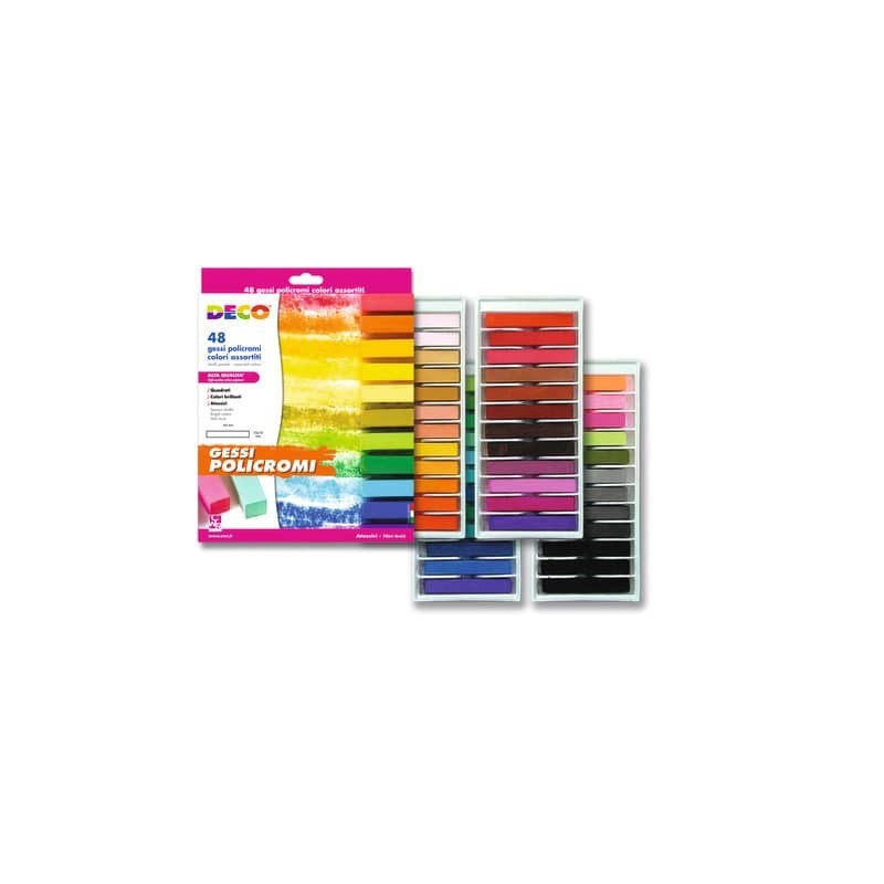 Gessi policromi quadrati Deco Gessopastello - colori assortiti - conf. 48 pezzi - MY/MCP48