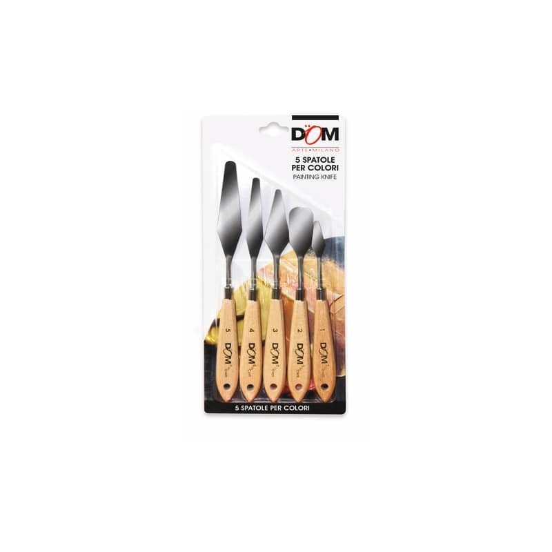 Blister spatole per colori a olio DOM - misure diverse - conf. 5 pezzi - 10919