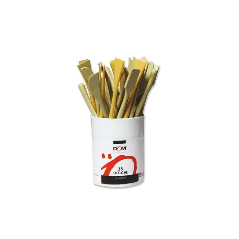 Barattolo di stecche in plastica per pittura DOM 18 cm - 35 pezzi - forme assortite - 256/35