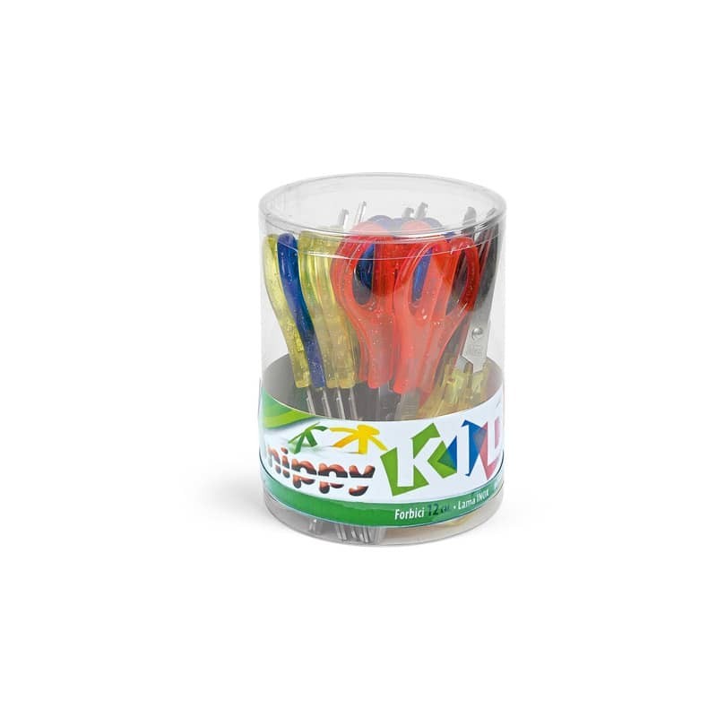 Barattolo di forbici Lebez Snippy Kid 13,5 cm - assortiti glitter - conf. 24 pezzi - 4327