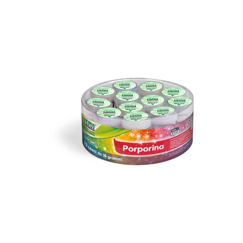 Porporina Lebez Dekor Line in barattolo 15 g - colori assortiti - conf. 12 pezzi - 5157