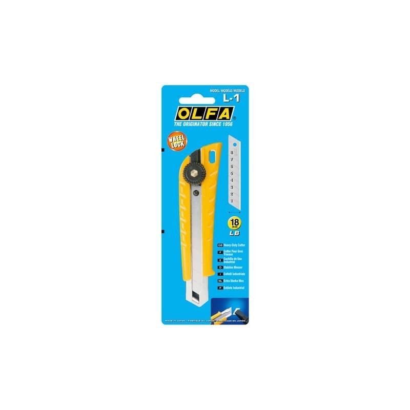 Cutter Olfa bloccalama a vite lama 18 mm acciaio inox - corpo in resina - colore giallo - L1