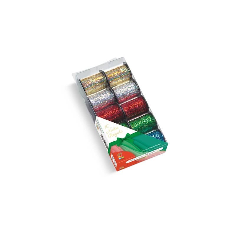 Nastro regalo Lebez Regalmente 10 mm x 10 m - iridescenti assortiti - conf. 10 rotoli - 4235-ASS