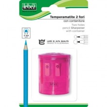 Temperamatite a 2 fori Lebez Trasparent con serbatoio - in blister - colori assortiti - 413B