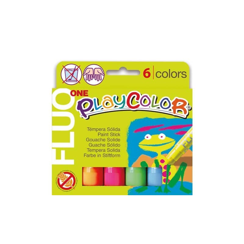 Playcolor tempera solida in stick 6 colori assortiti fluo - 10 gr 10431