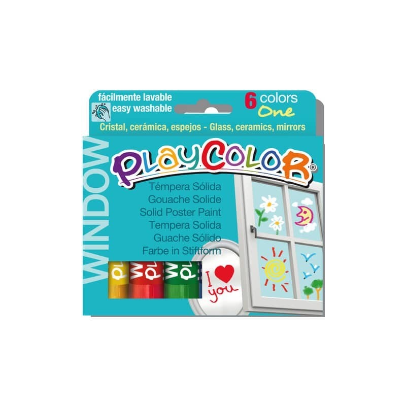 Playcolor tempera solida in stick 6 colori assortiti per vetri- 10 gr 2001