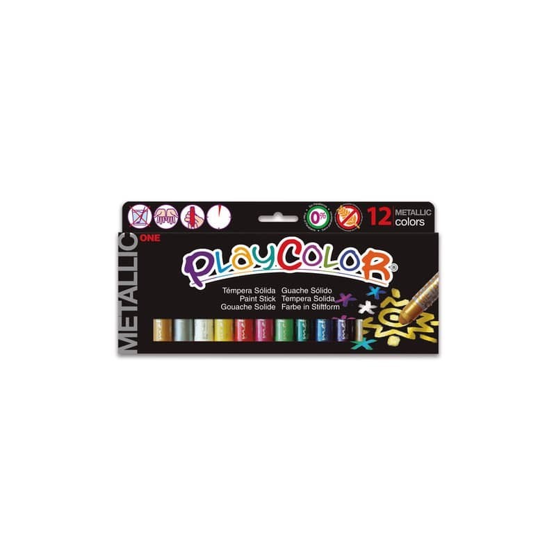Playcolor tempera solida in stick 12 colori assortiti metallic -10 gr 10121