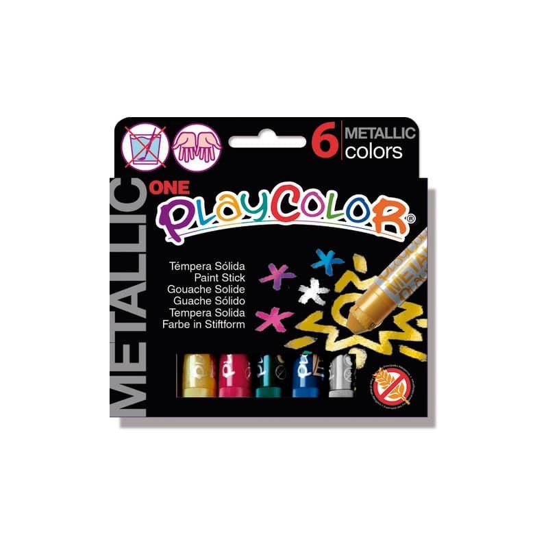 Playcolor tempera solida in stick 6 colori assortiti metallic - 10 gr 10321
