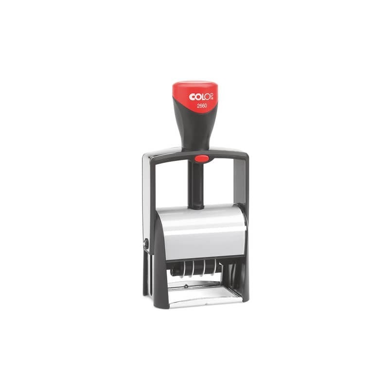 Timbro Colop autoinchiostrante datario con piastra personalizzabile 37x58 mm - 2660