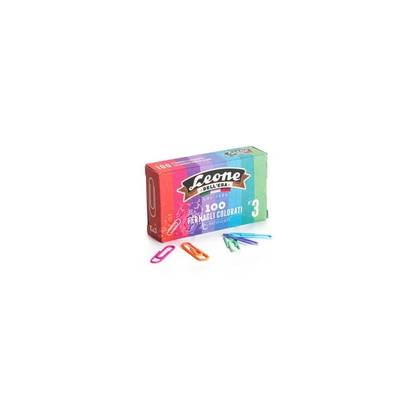 Scatola fermagli F3 Leone colori assortiti - conf. 100 pezzi - FXP103