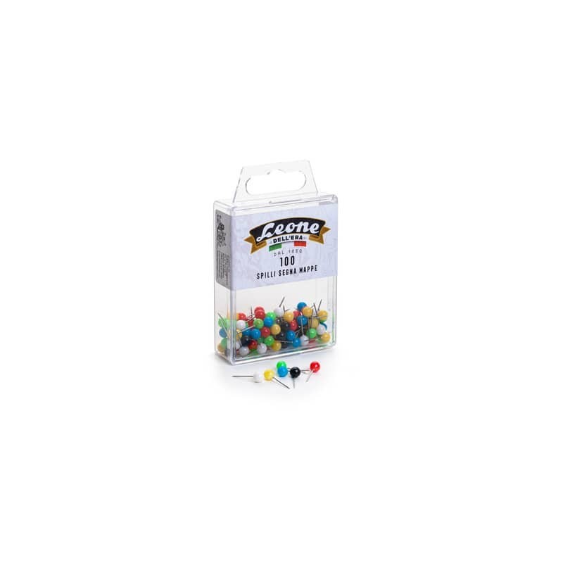 Spilli segna mappe Leone scatola appendibile colori assortiti - conf. 100 pezzi - APSM