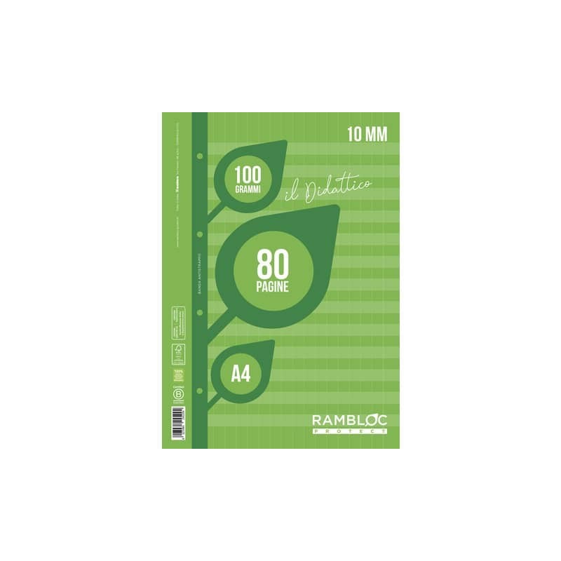 Blocco ricambio didattico Rambloc formato A4 40 ff - 100g rigatura 10 mm - 90524384