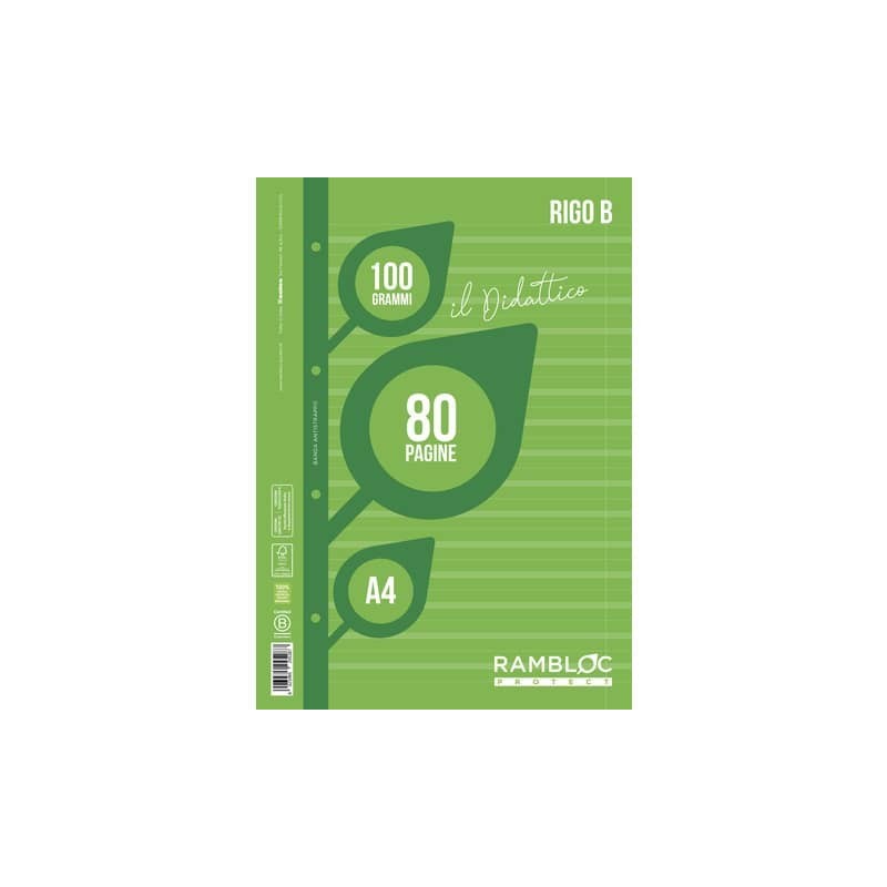 Blocco ricambio didattico Rambloc formato A4 40 ff - 100g rigatura B - 90524383 (Conf.25)