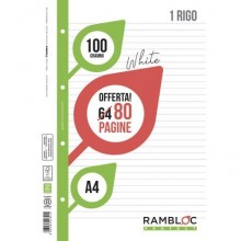 Ricambio quaderni ad anelli Rambloc formato A4 -32 ff +8 ff 1 rigo 90524321 (Conf.25)