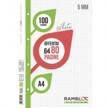 Ricambio quaderni ad anelli Rambloc formato A4 -32 ff + 8 ff 5 mm 90524319 (Conf.25)