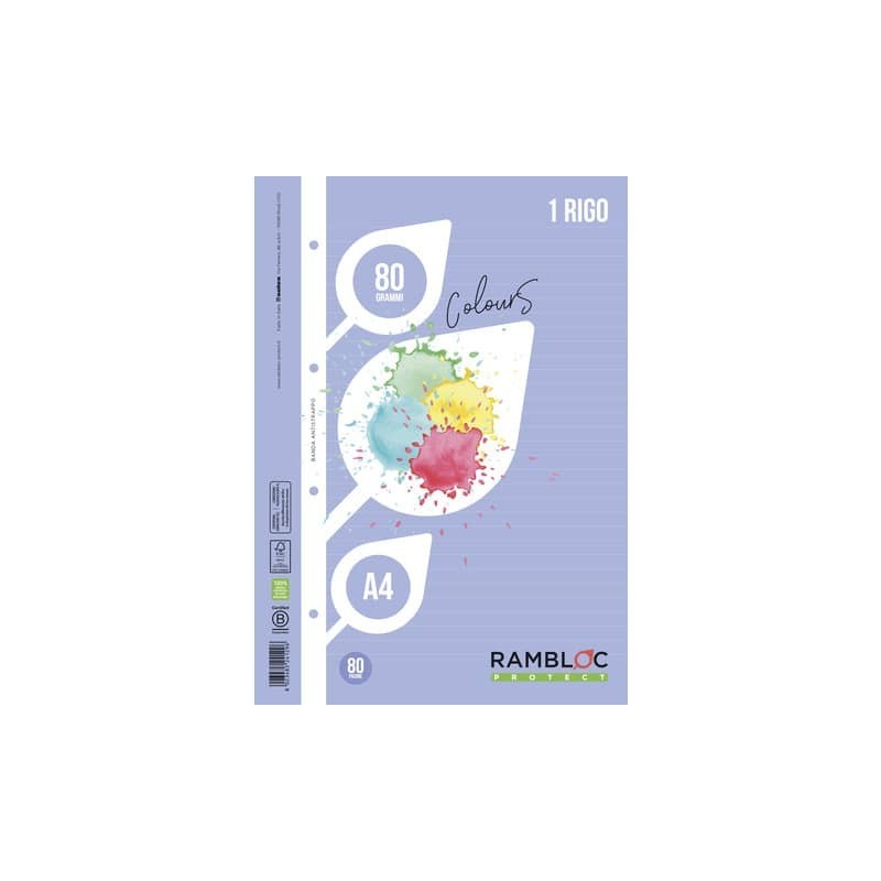 Ricambio rinforzato quaderni ad anelli Rambloc formato A4 colore azzurro - 1R - 90524129 (Conf.24)
