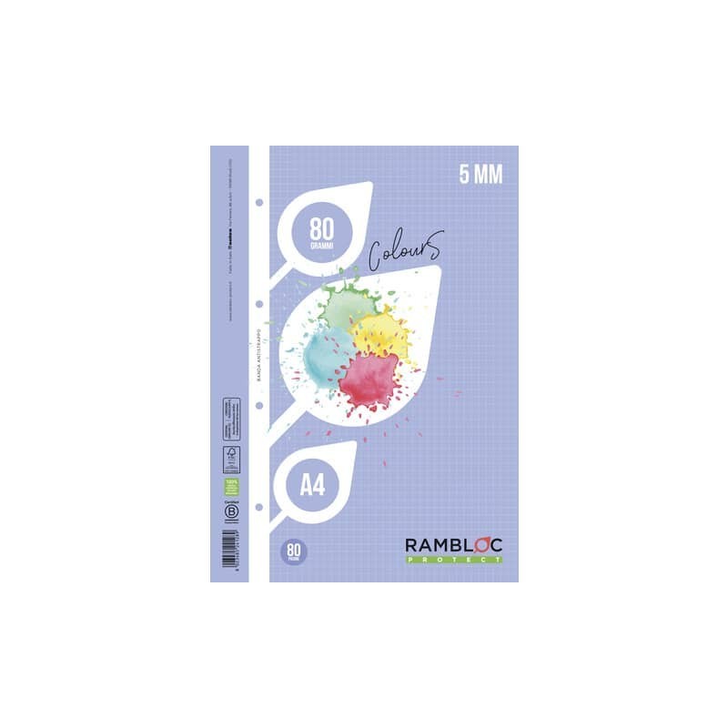 Ricambio rinforzato quaderni ad anelli Rambloc formato A4 colore azzurro - 5 mm - 90524128 (Conf.24)