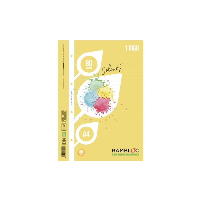 Ricambio rinforzato quaderni ad anelli Rambloc formato A4 colore giallo - 1R - 90524123 (Conf.24)
