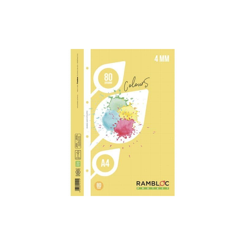 Ricambio rinforzato quaderni ad anelli Rambloc formato A4 colore giallo - 4 mm - 90524121 (Conf.24)