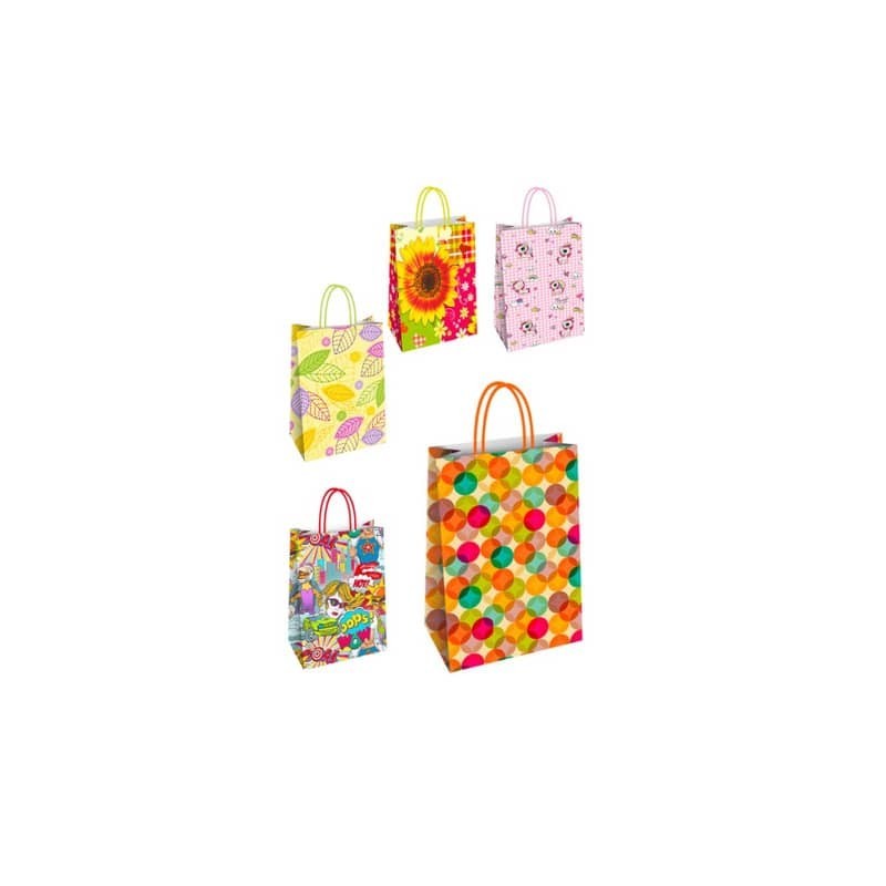 Borsa shopper Florio Carta fantasie assortite - formato 23x10x29 cm - conf. 25 pz - 73204