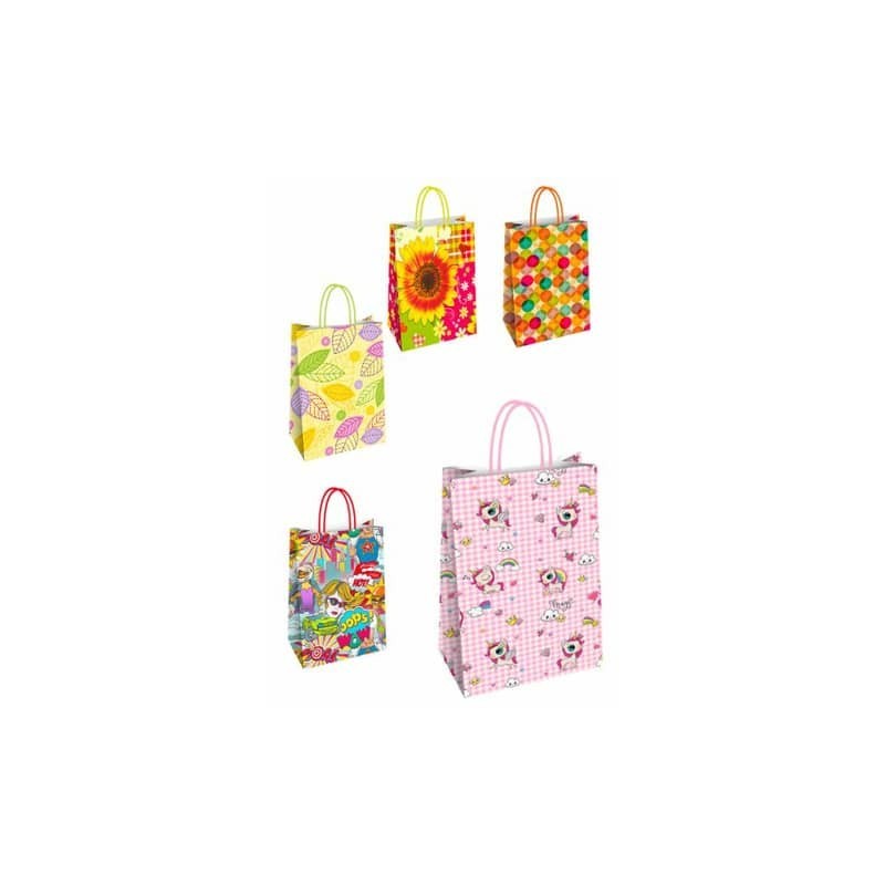 Borsa shopper Florio Carta fantasie assortite - formato 26x12x35 cm - conf. 25 pz - 73198