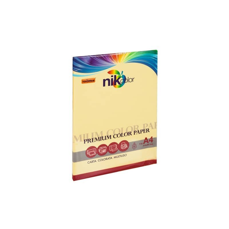 Carta colorata colori forti formato A4 Nikoffice 5 colori assortiti forti 80 g 100 ff - 23NIK094