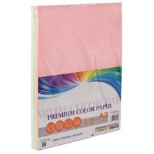 Carta colorata colori pastello formato A3 Nikoffice 5 colori assortiti pastello 200 g - 100 ff - 23NIK166
