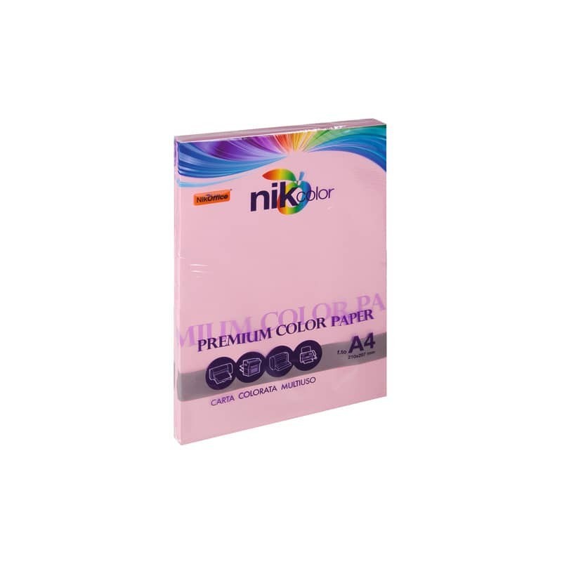Carta colorata colori pastello formato A4 Nikoffice 5 colori assortiti pastello 160 g - 125 ff - 23NIK094/160