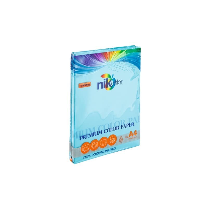 Carta colorata colori pastello formato A4 Nikoffice 5 colori assortiti pastello 200 g - 100 ff - 23NIK095/200