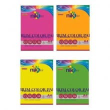 Carta colorata fluo formato A4 Nikoffice 4 colori assortiti fluo 160 g - 125 ff - 23NIK123
