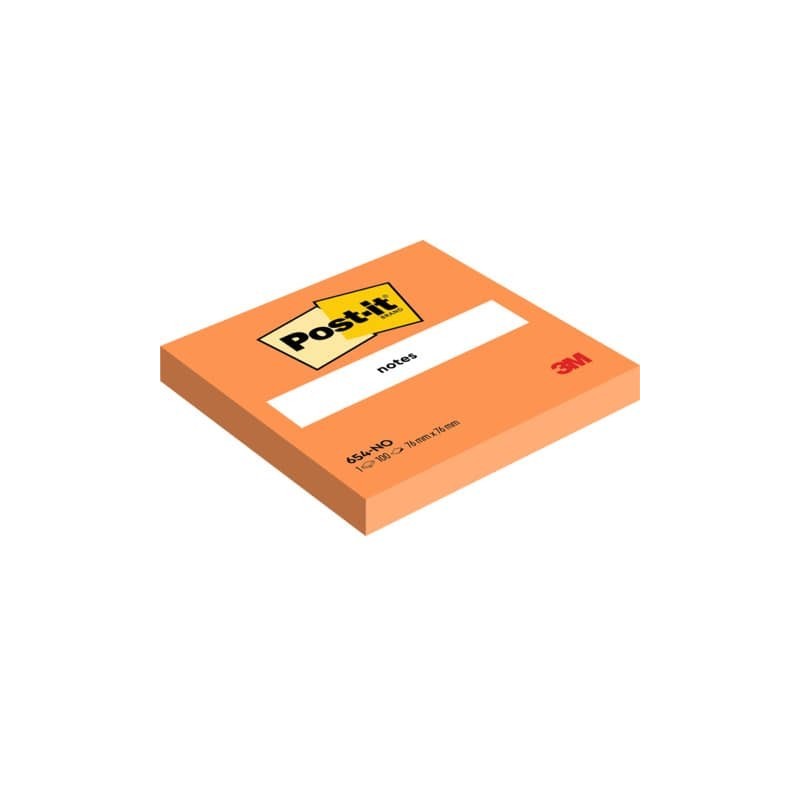 Post-it 3M  formato 76x76 mm in confezione da 6 blocchetti arancio acceso - 654-NO