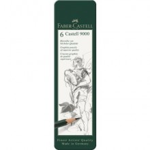 Astuccio in metallo 6 matite Faber-Castell 9000 - gradazioni assortite - 119063
