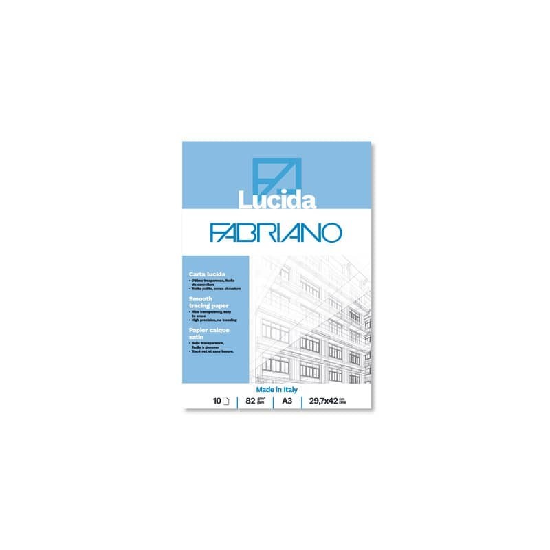 Blocco carta lucida Fabriano 10 fogli - 82 g formato A3 - 19100661 (Conf.25)