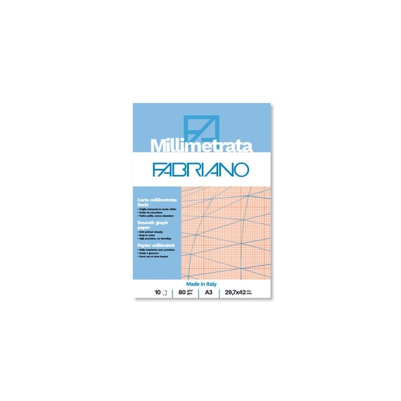 Blocco carta millimetrata Fabriano 10 fogli - 80 g formato A3 - 19100664 (Conf.25)