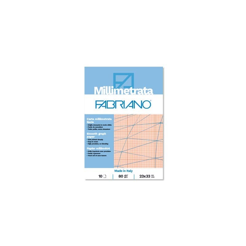 Blocco carta millimetrata Fabriano - 10 fogli - 80 g formato 23x33 cm 19100663 (Conf.25)