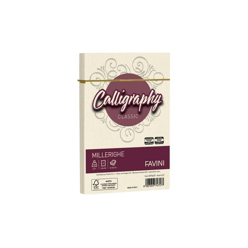 Busta Favini Millerighe formato 12x18 cm 100 g - conf. 25 pz - colore avorio A57Q427