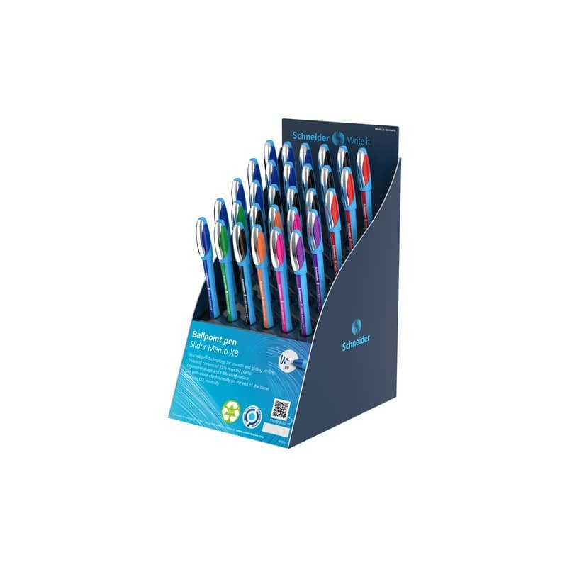 Espositore 30 penne a sfera Schneider Slider Memo XB - 7 colori assortiti - P304042