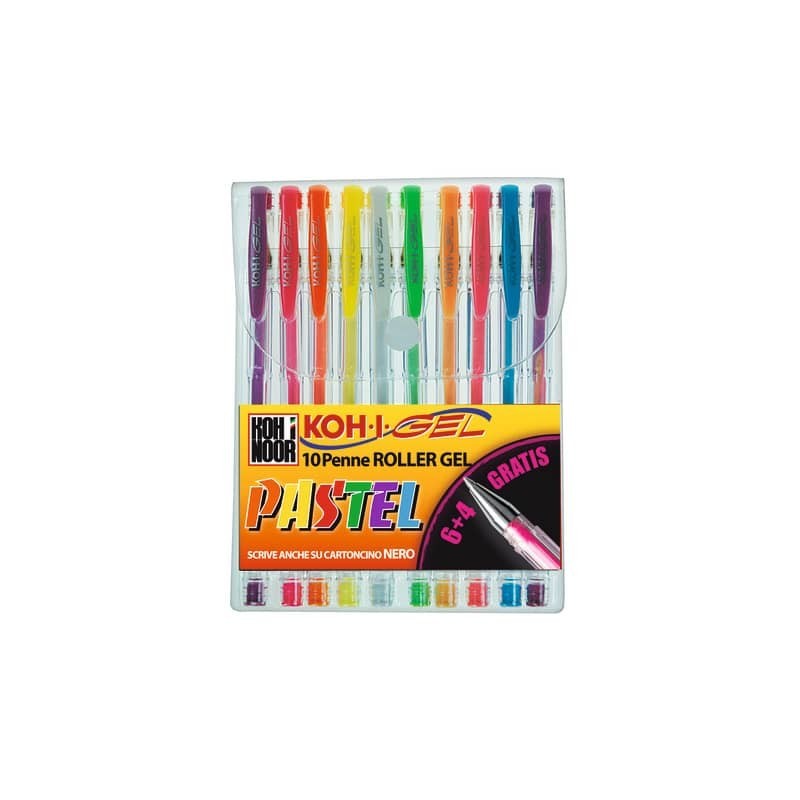 Penne gel KOH-I-NOOR 0,7mm colori pastello assortiti conf.10 - NAGP10P