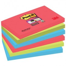 Foglietti riposizionabili Post-it® Super Sticky Bora Bora 76x127 mm assortiti conf. 6 blocchetti da 90 ff - 655-6SS-JP