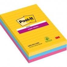 Foglietti Post-it® Super Sticky XXL Rio De Janeiro a righe assortiti conf. 3 blocchetti da 90 ff - 4690-SS3RIO-EU